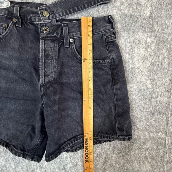 AGOLDE Shorts Womens 26 Black Fade High Rise Broken Waistband Cut Off Button Fly - Picture 7 of 11